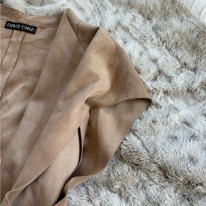 Dolce Cabo Duster Vest in Tan Velvet Suede